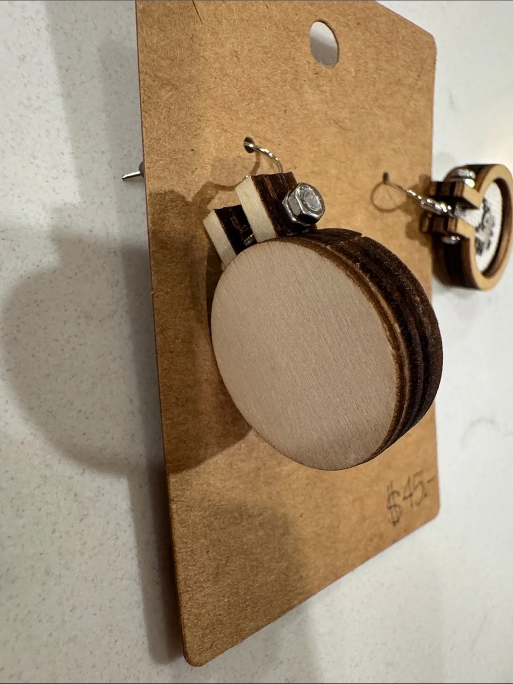 Handmade Cross Stitch Raccoon Hoop Earrings